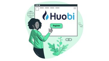 crtez zene koja pokazuje na tablu s huobi logom